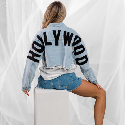 Hollywood Cropped Denim Jacket - Adel Kasza Co