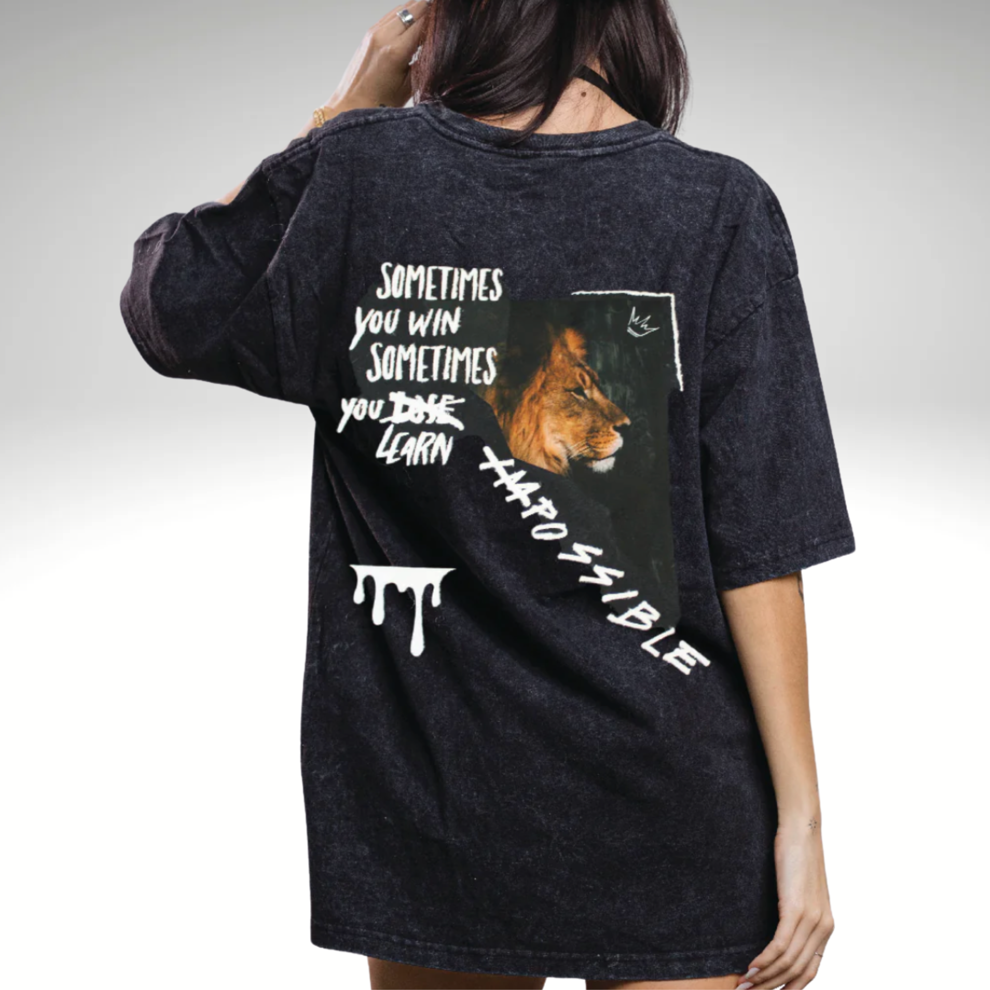 NOTHING IS IMPOSSIBLE Tee – Black Mineral Washed T-shirt - Adel Kasza Co