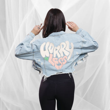 Worry Less Cropped Denim Jacket - Adel Kasza Co