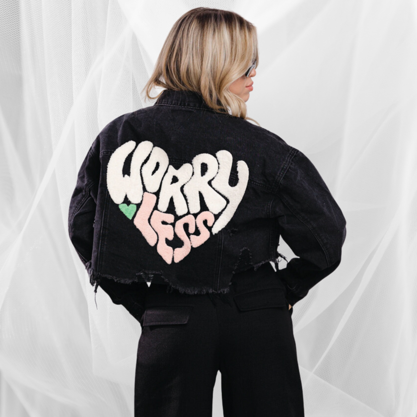 Worry Less Cropped Denim Jacket - Adel Kasza Co