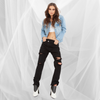 High Rise Crossover Black Jeans - Adel Kasza Co