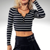 Cropped Sweet Striped Henley - Adel Kasza Co