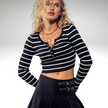 Cropped Sweet Striped Henley - Adel Kasza Co