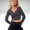 Cropped Sweet Striped Henley - Adel Kasza Co